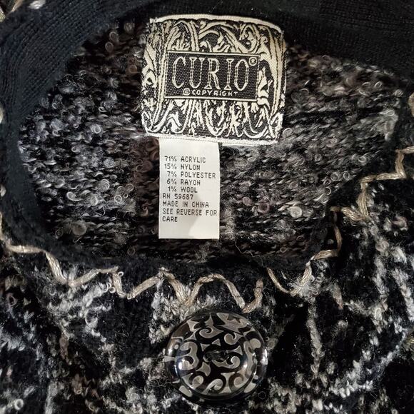 Vtg Curio Anthropologie Art to Wear Button Wool Blend Cardigan Sweater Size L - Picture 8 of 11